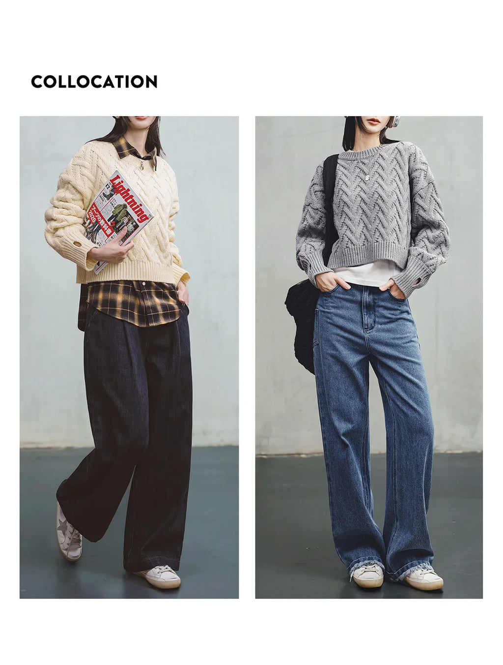 Cable Knit Aran Crew Neck Sweater