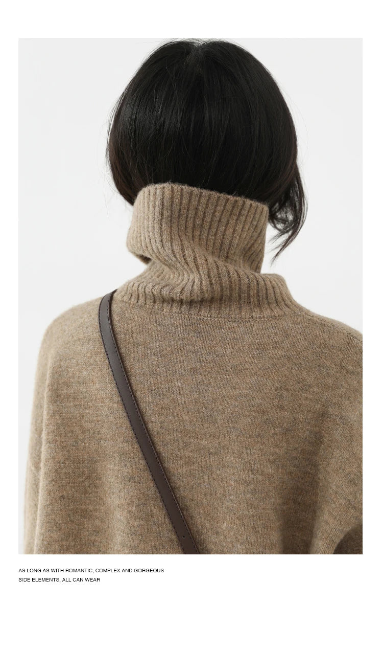 Oversized High-Neck Knit Sweater