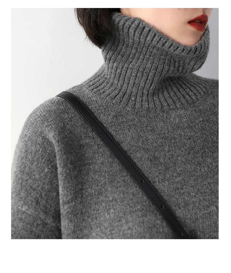 Oversized High-Neck Knit Sweater