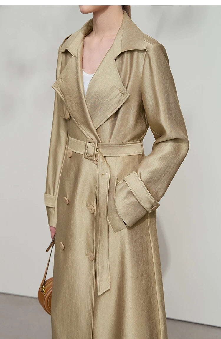 Minimalist Double Breasted Long Trench Coat