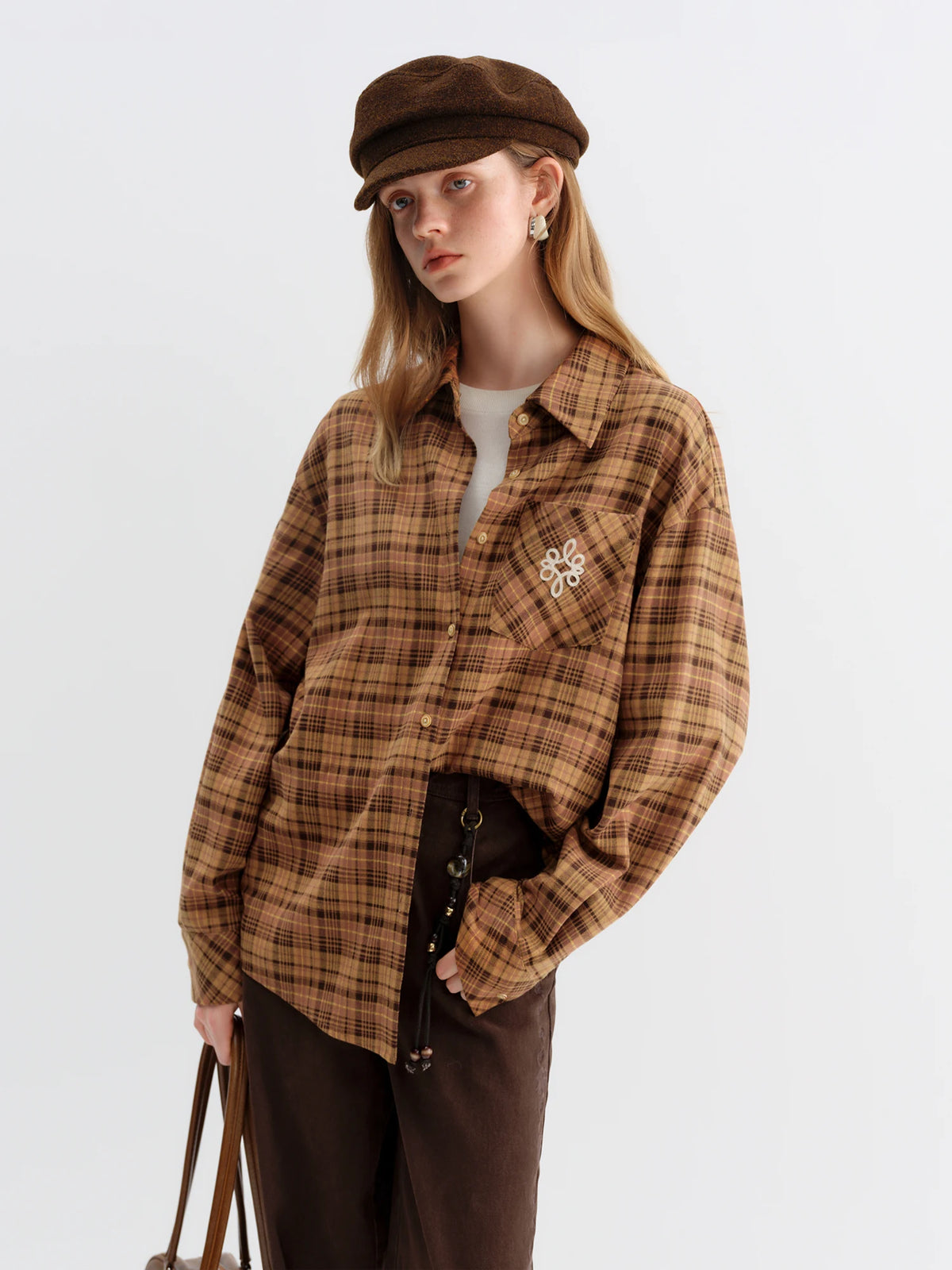 Brushed Plaid Oversized Shirt