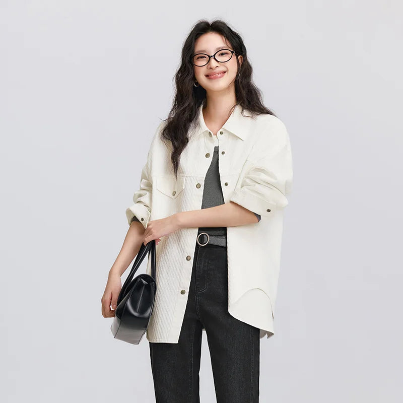 Diamond Pattern Cotton Oversized Shirt