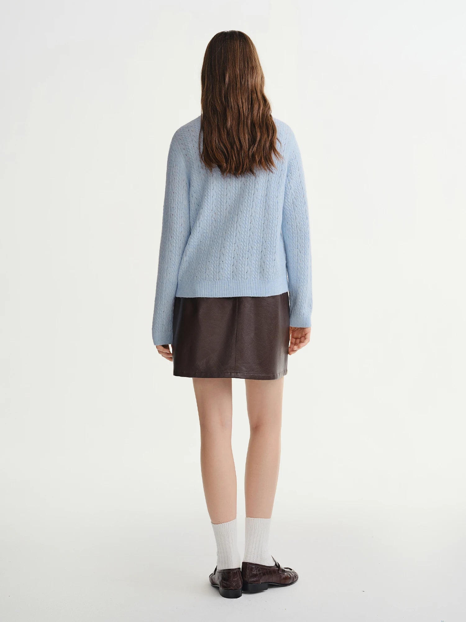 Textured Crew Neck Knit Sweater