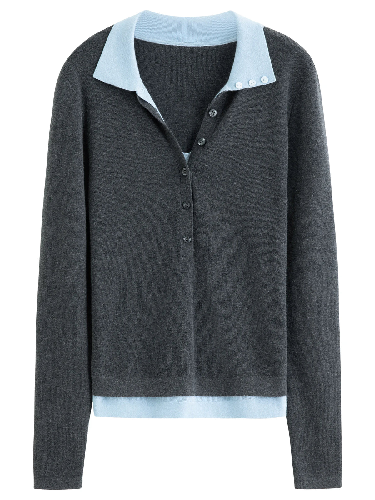 Color-Block Knitted Polo Sweater