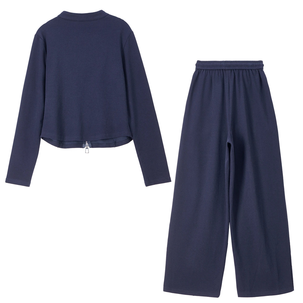 Zip-Up Sweatshirt & Wide-Leg Pants Set