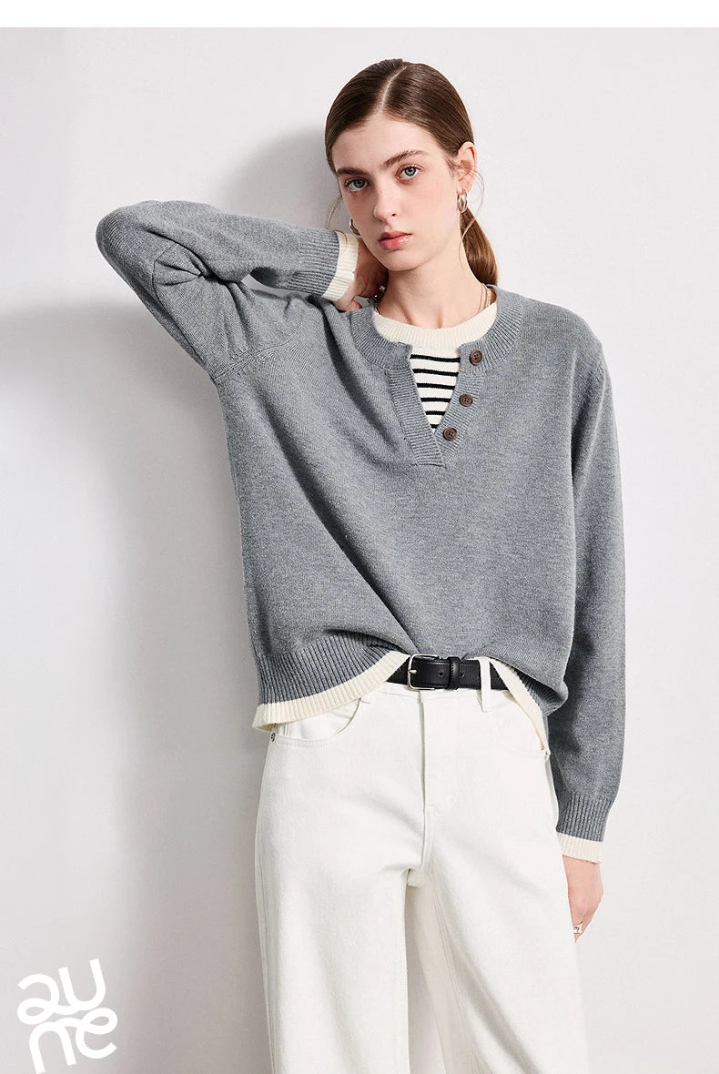 Layered Illusion Patchwork Knit Sweater