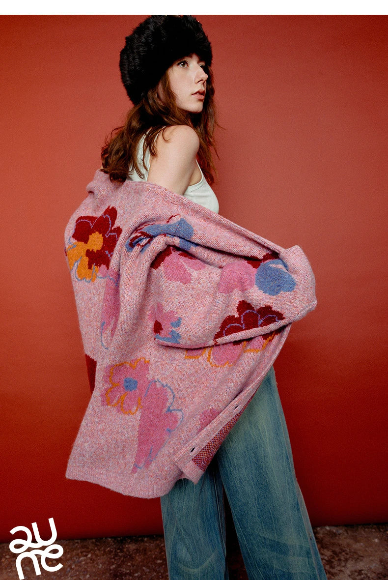 Floral Jacquard Knit Cardigan