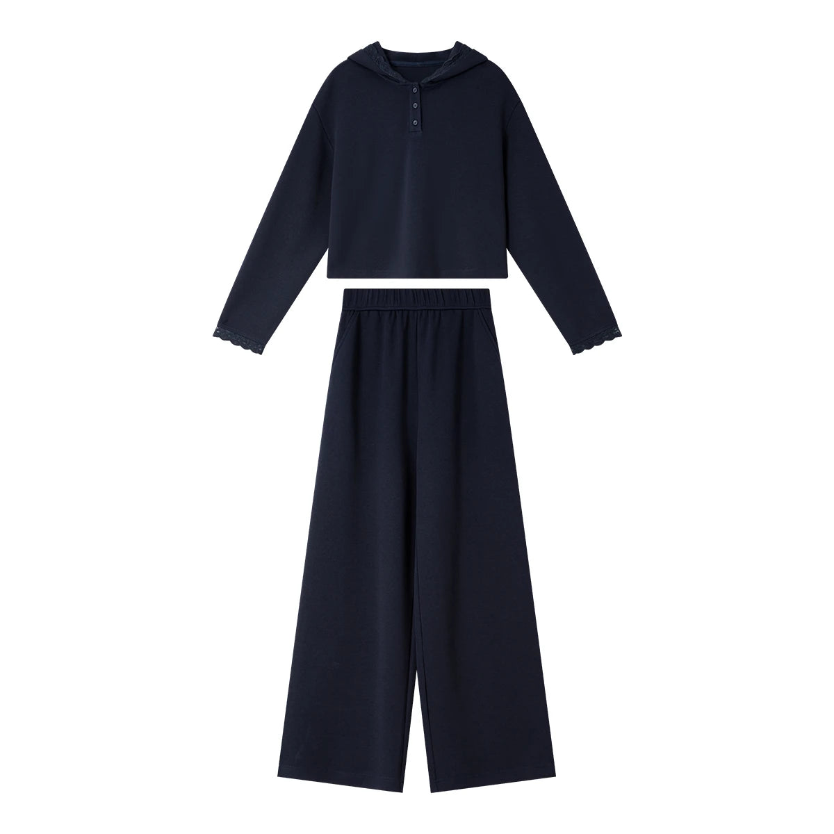 Hooded Sweatshirt & Wide-Leg Pants Set