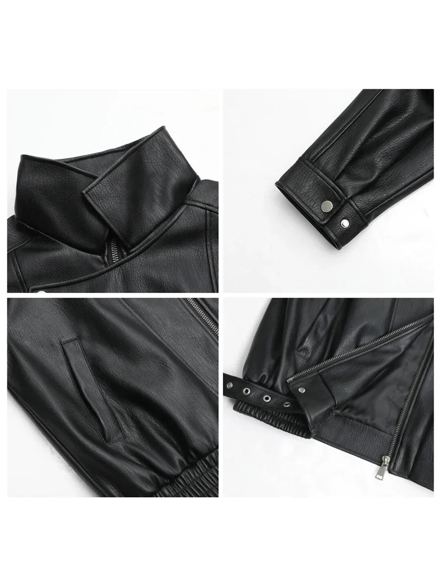 Oversized Retro PU Leather Jacket