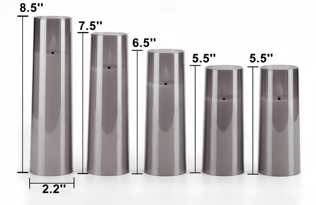 Gray-Brown LED Candle Set of 5 with Remote Control
