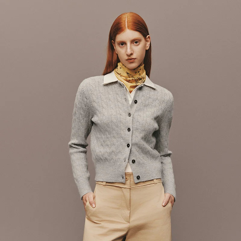 Cable Knit Cropped Cardigan