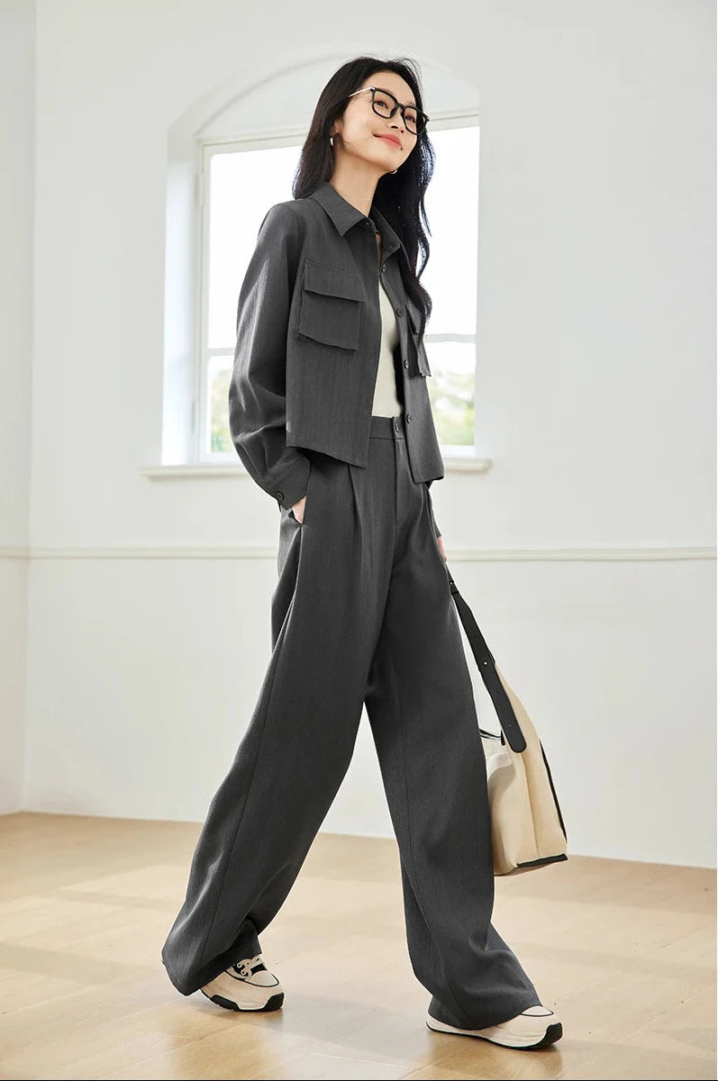 Utility Pocket Crop Jacket & Pants Set