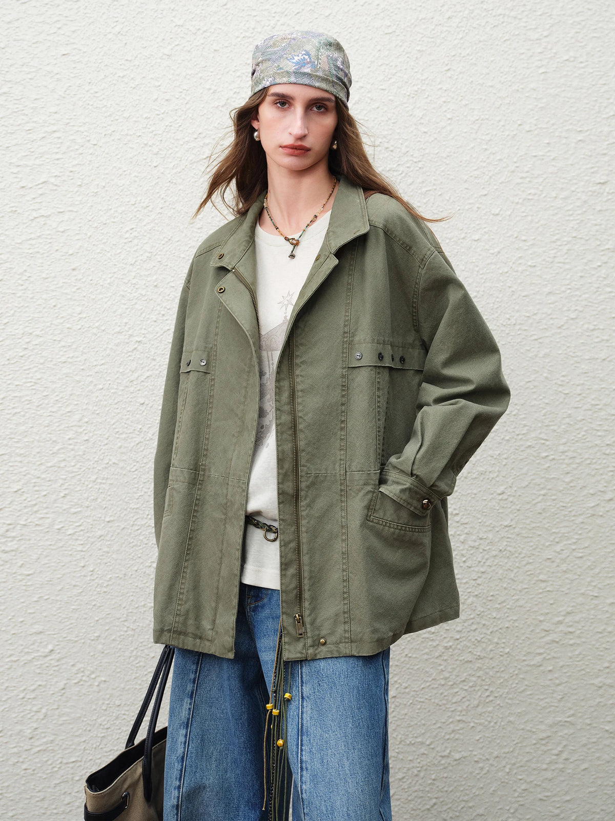 Utility Oversized Stand Collar Jacket