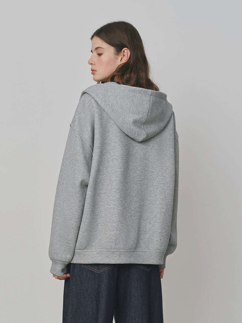 Drop Shoulder Zip-Up Hoodie