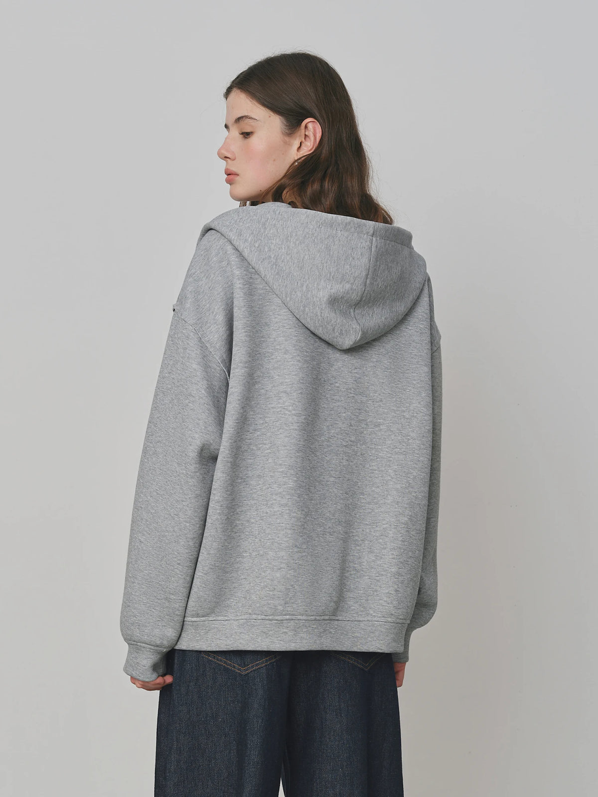 Drop Shoulder Zip-Up Hoodie