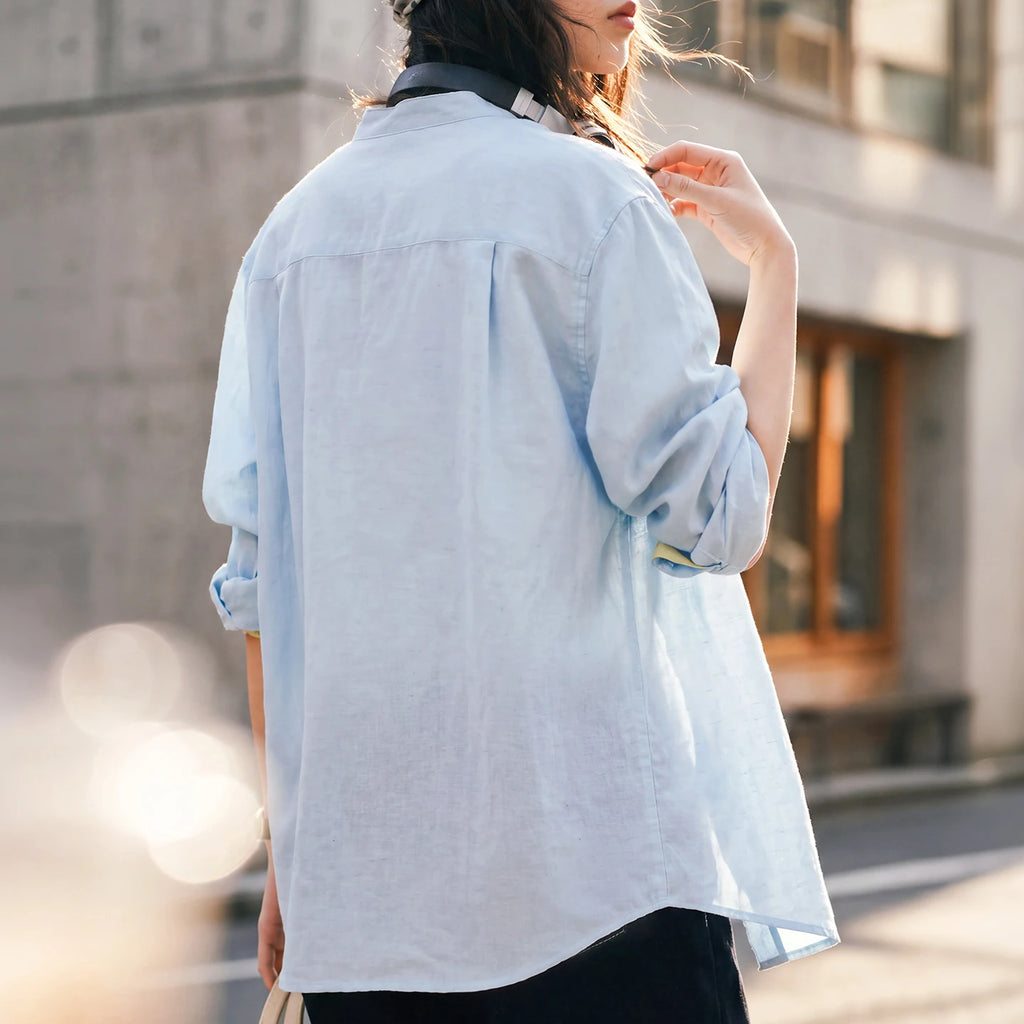 Linen Blend Button-Down Shirt