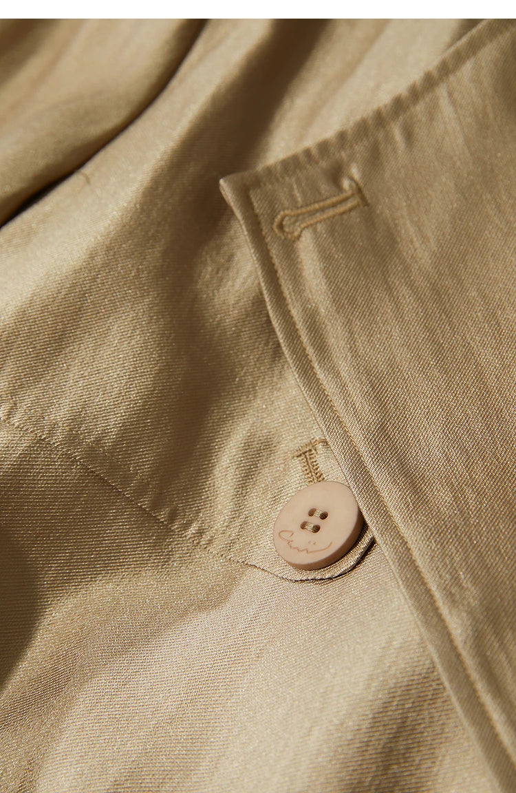 Minimalist Double Breasted Long Trench Coat