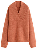 V-Neck Yarn Knit Sweater