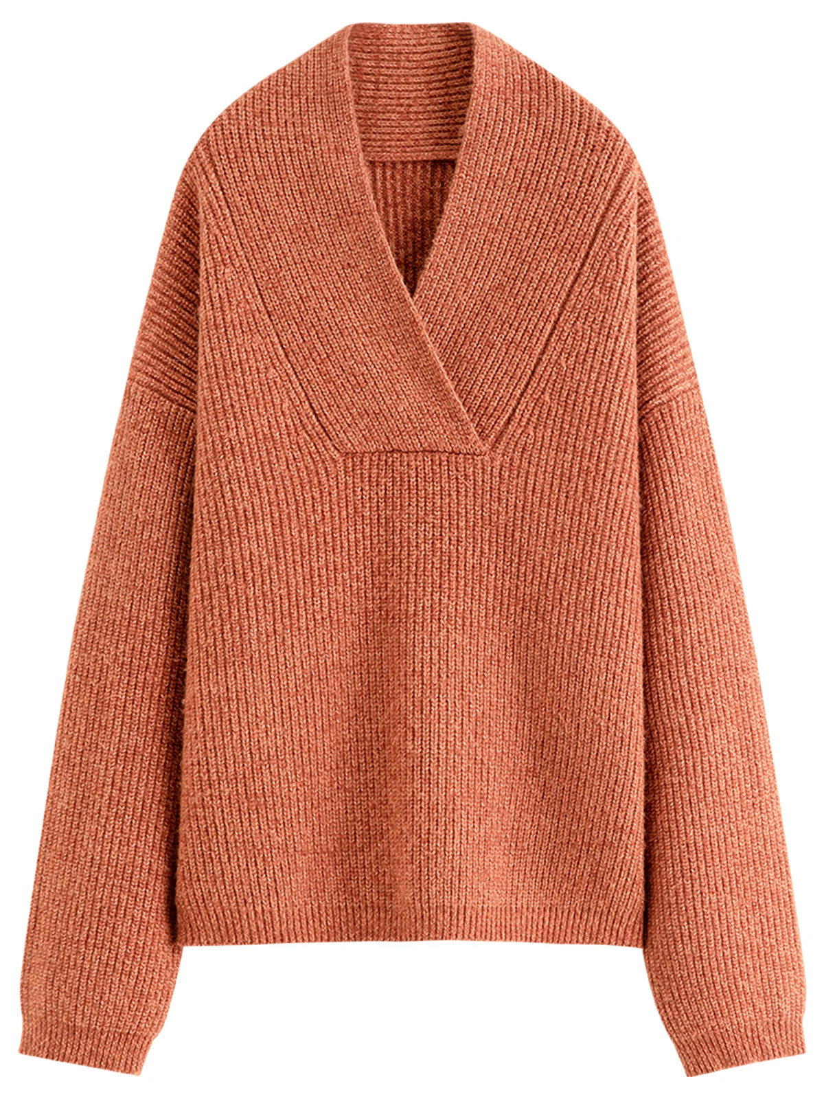 V-Neck Yarn Knit Sweater