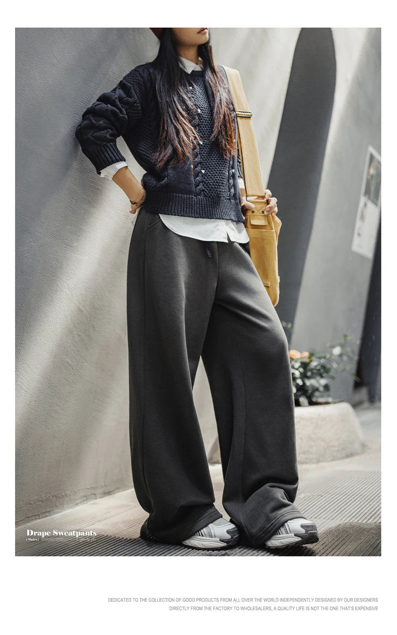 Wide-Leg Knit Sweatpants