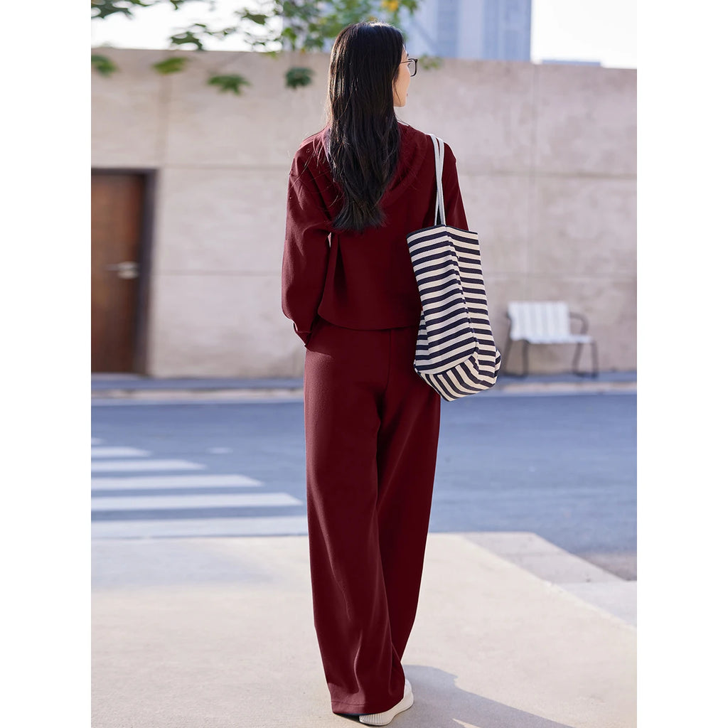 Hooded Sweatshirt & Wide-Leg Pants Set
