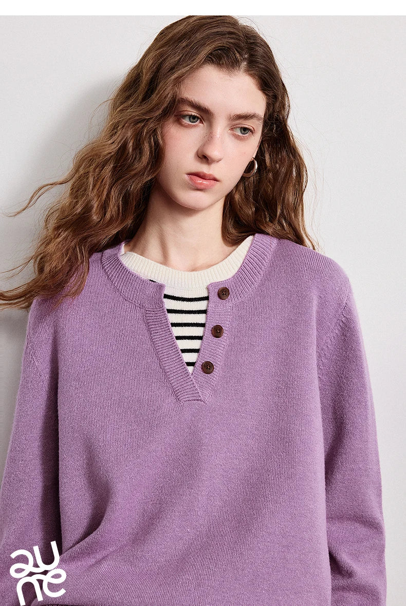 Layered Illusion Patchwork Knit Sweater