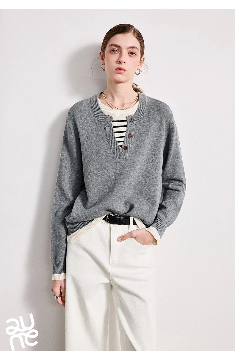 Layered Illusion Patchwork Knit Sweater