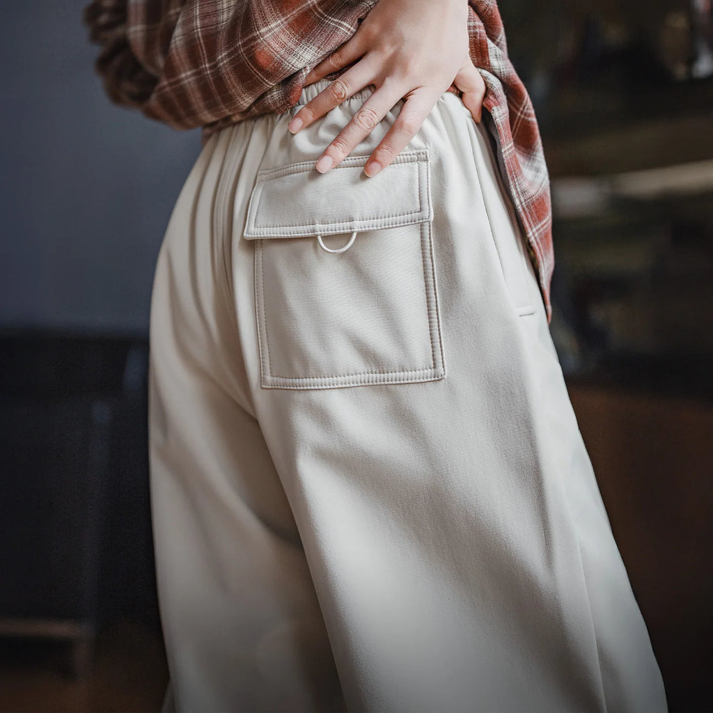 Fleece-Lined Wide-Leg Cargo Pants