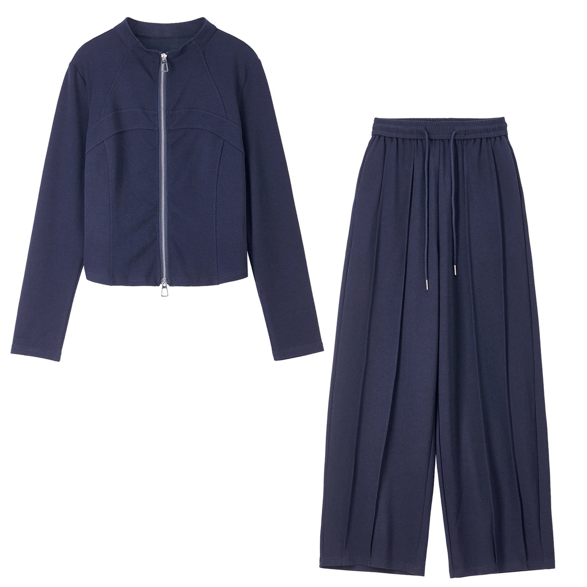 Zip-Up Sweatshirt & Wide-Leg Pants Set