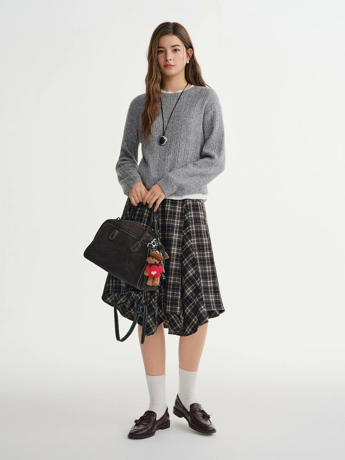 Textured Crew Neck Knit Sweater