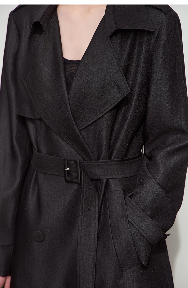 Minimalist Double Breasted Long Trench Coat