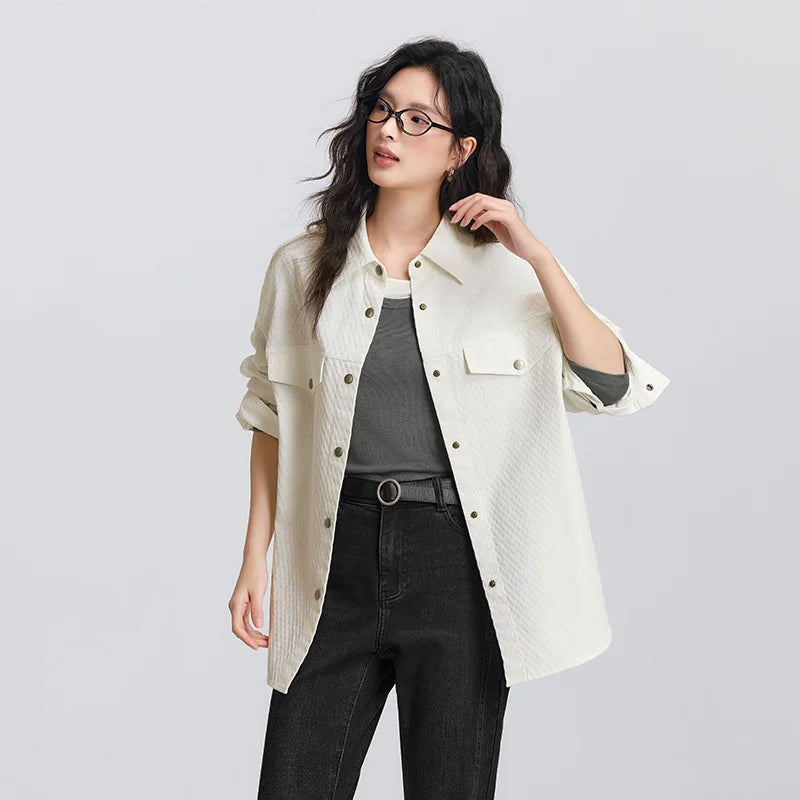 Diamond Pattern Cotton Oversized Shirt