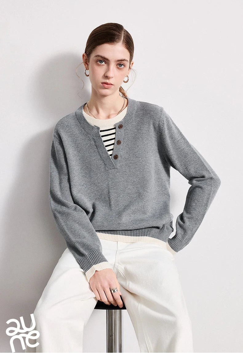 Layered Illusion Patchwork Knit Sweater
