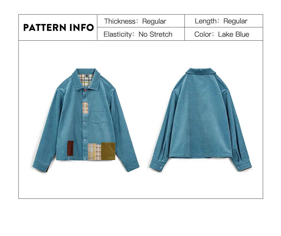 Contrast-Panel Corduroy Shirt Jacket