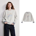 Crewneck Embroidered Patchwork Sweatshirt
