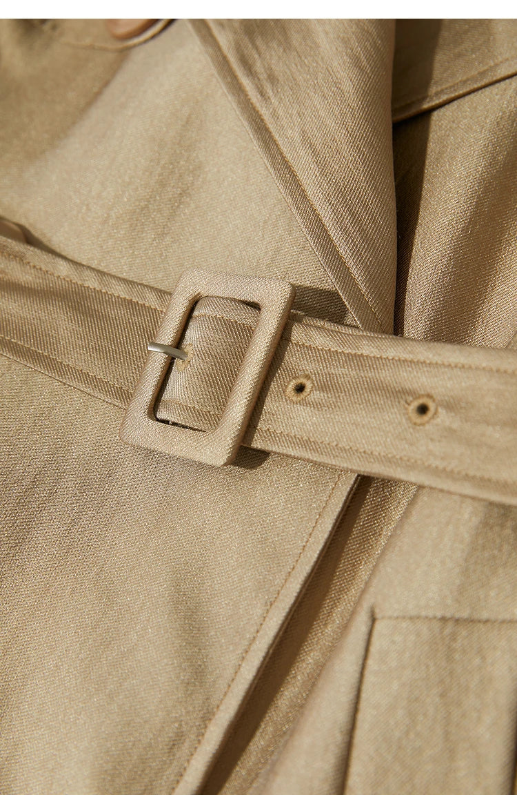 Minimalist Double Breasted Long Trench Coat
