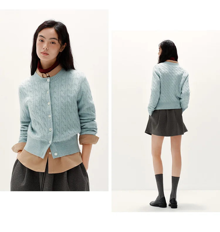 Cable Knit Cropped Cardigan