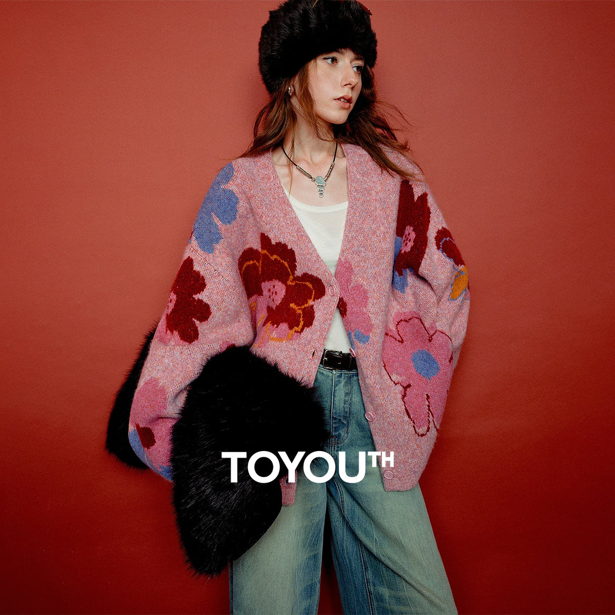 Floral Jacquard Knit Cardigan