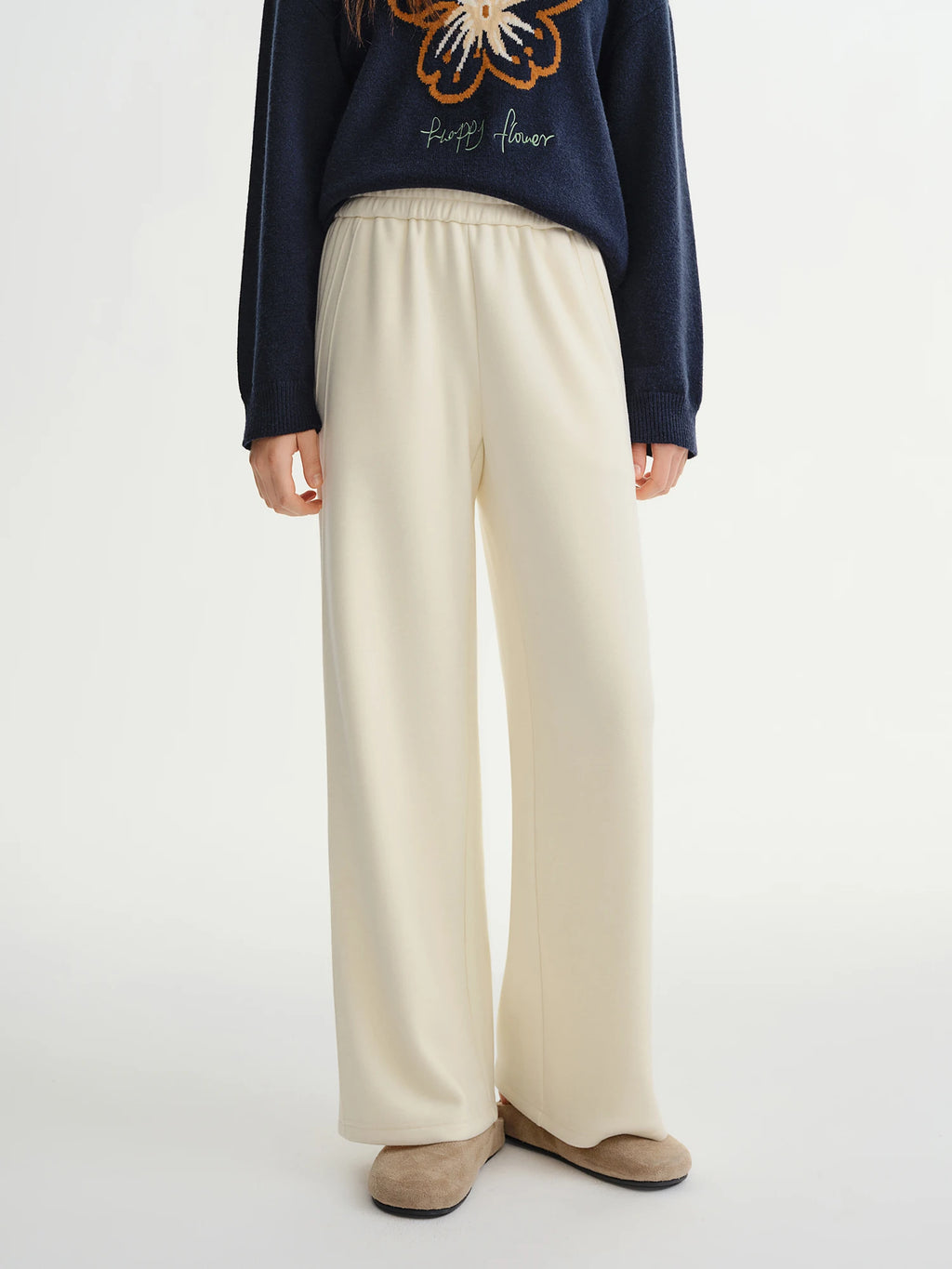 Relaxed Fit Wide Leg Casual Pants