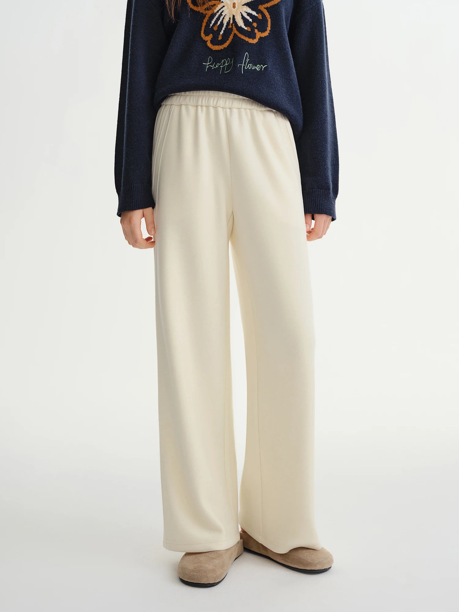 Relaxed Fit Wide Leg Casual Pants