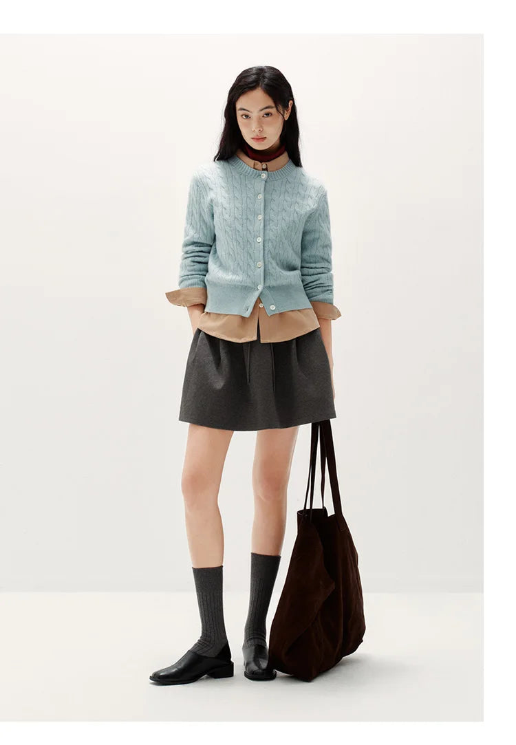Cable Knit Cropped Cardigan