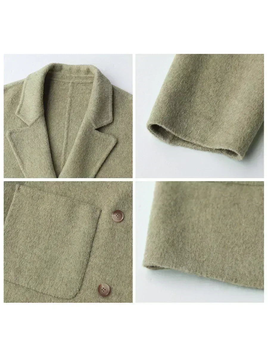 Woolen Loose Double Breasted Jacket