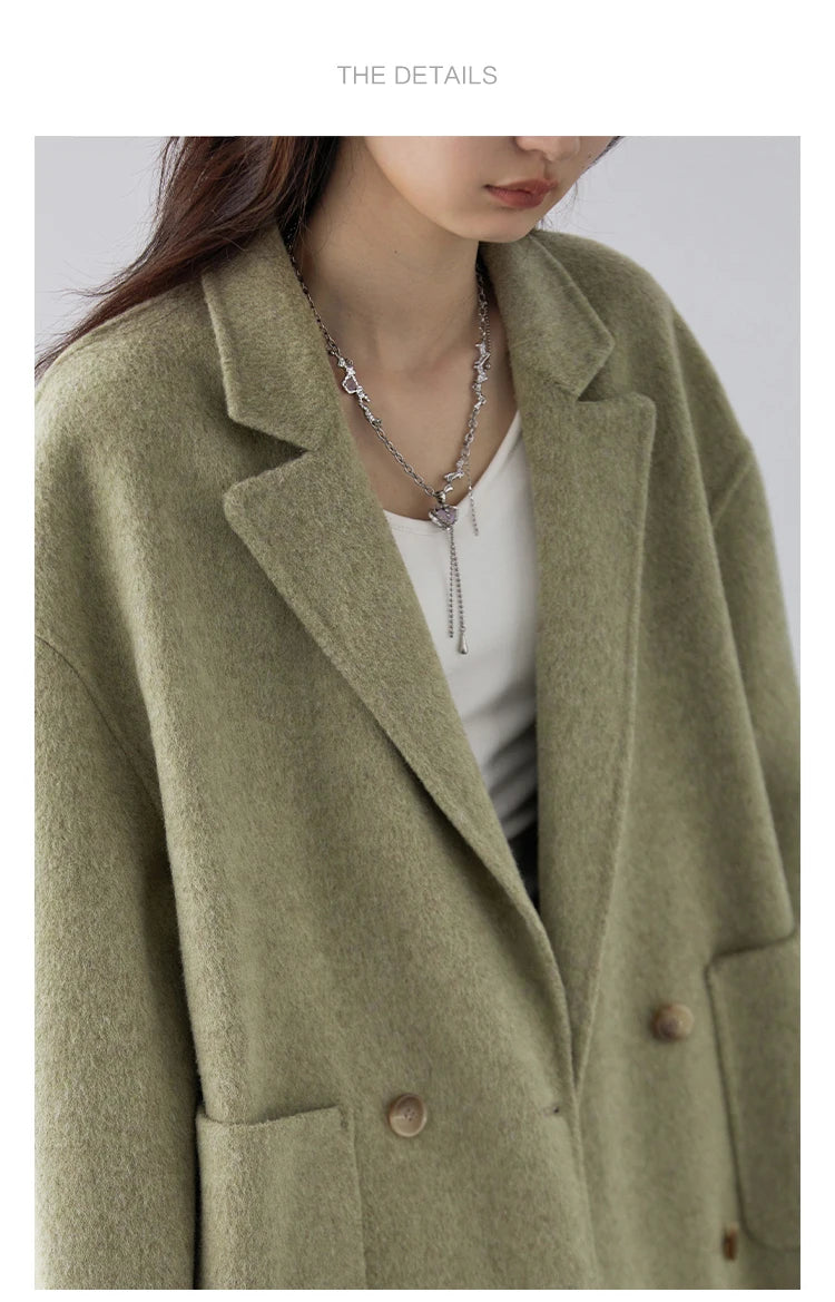 Woolen Loose Double Breasted Jacket