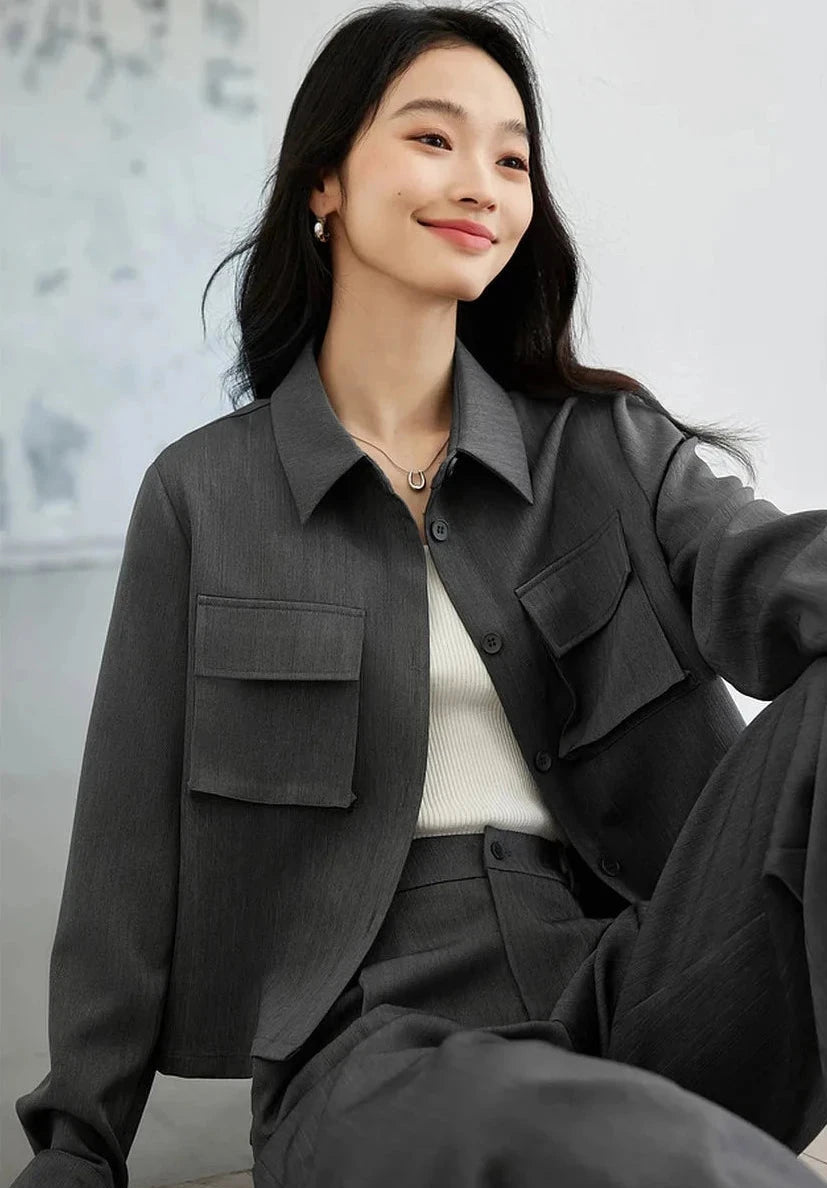 Utility Pocket Crop Jacket & Pants Set