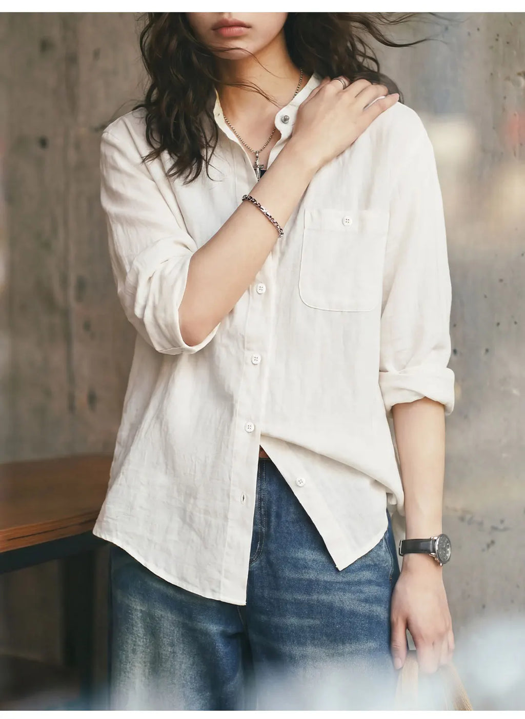 Linen Blend Button-Down Shirt
