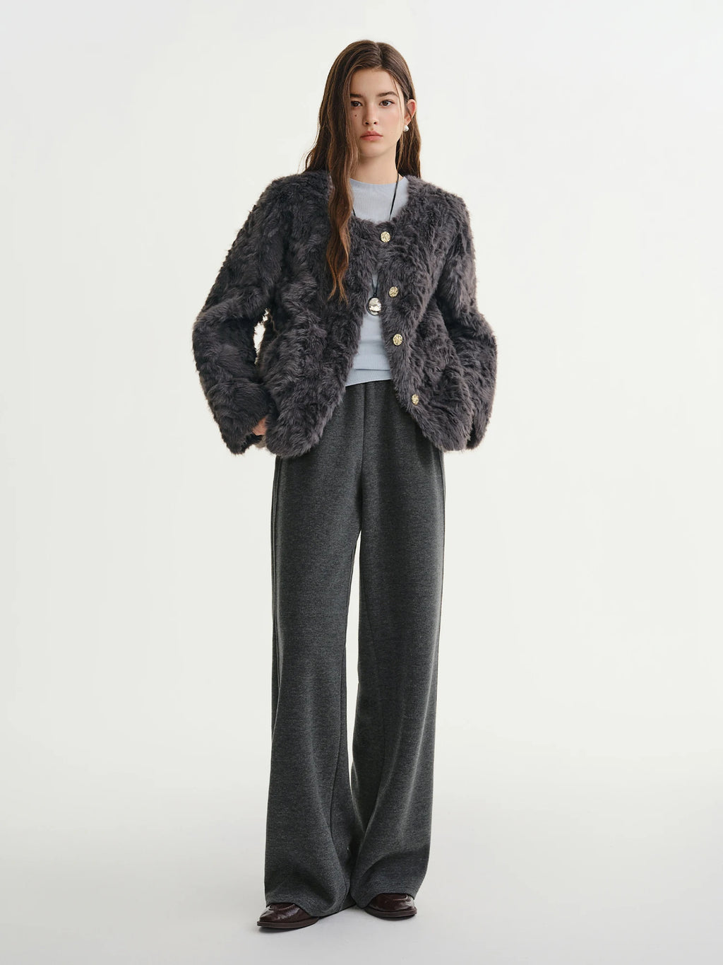 Relaxed Fit Wide Leg Casual Pants
