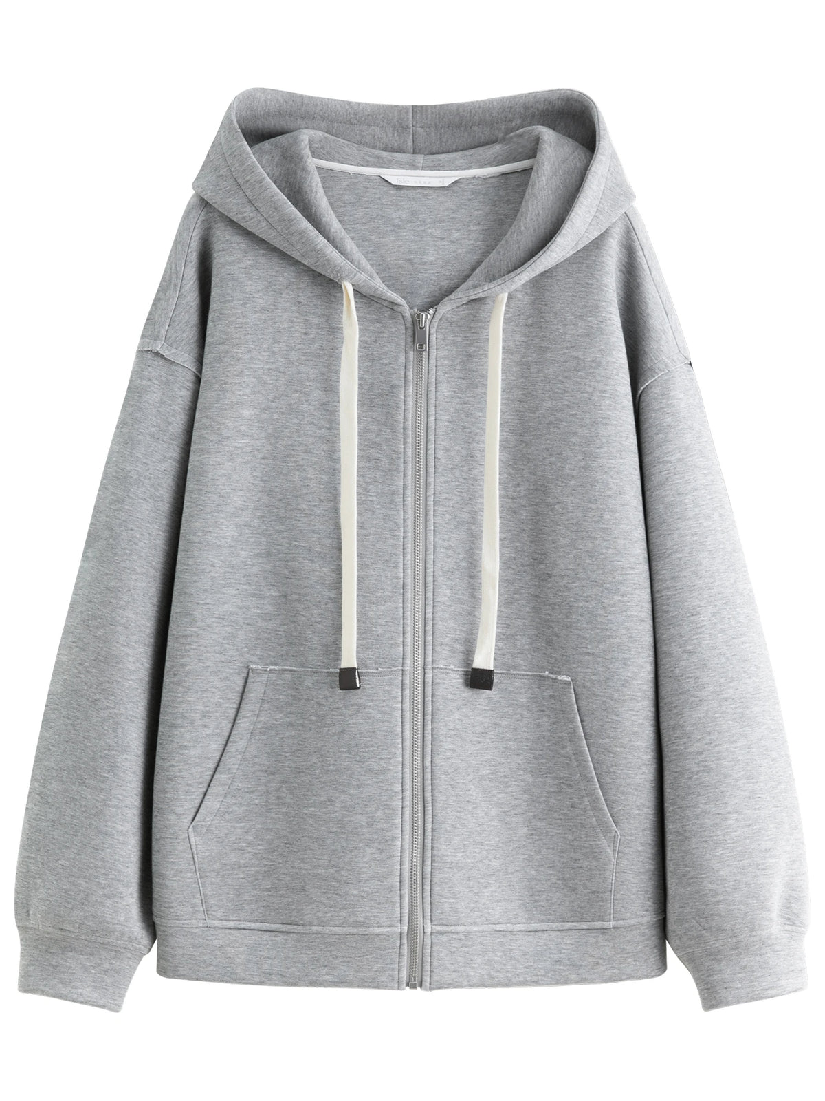 Drop Shoulder Zip-Up Hoodie