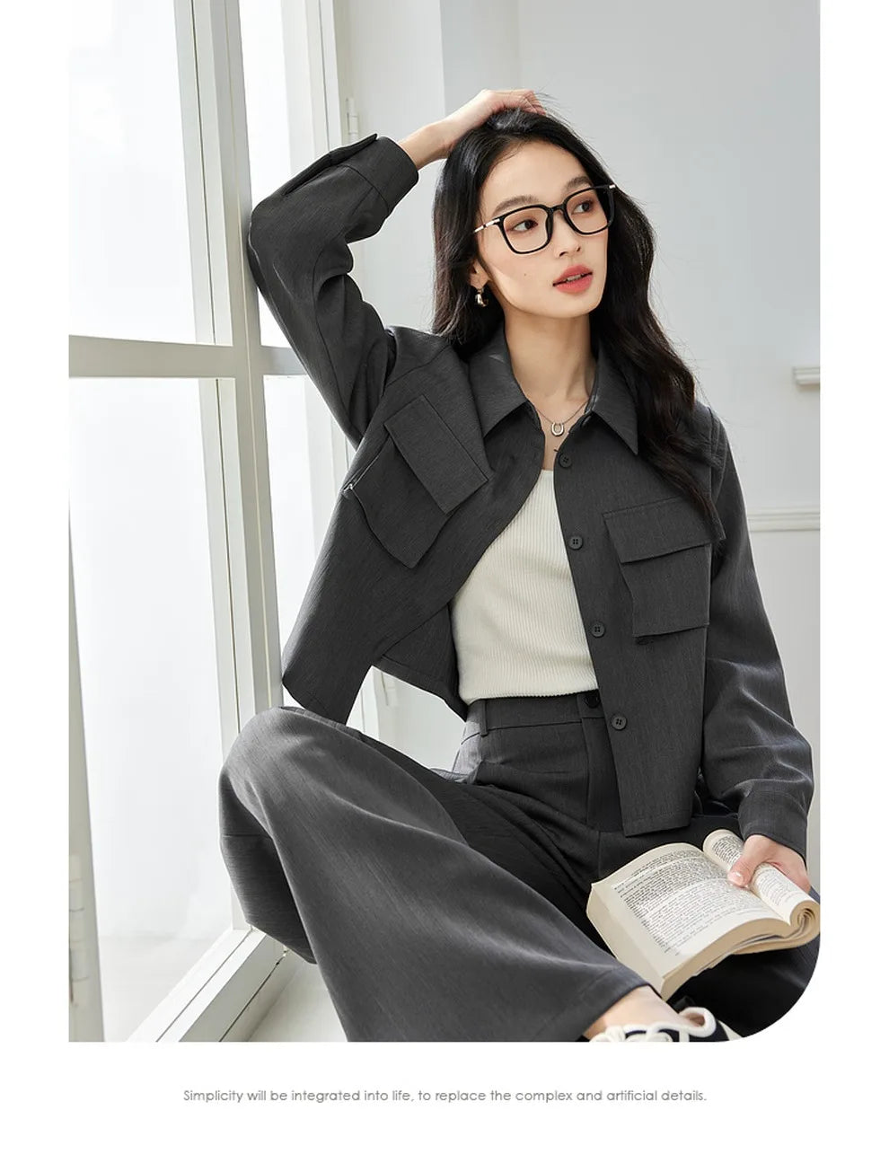Utility Pocket Crop Jacket & Pants Set