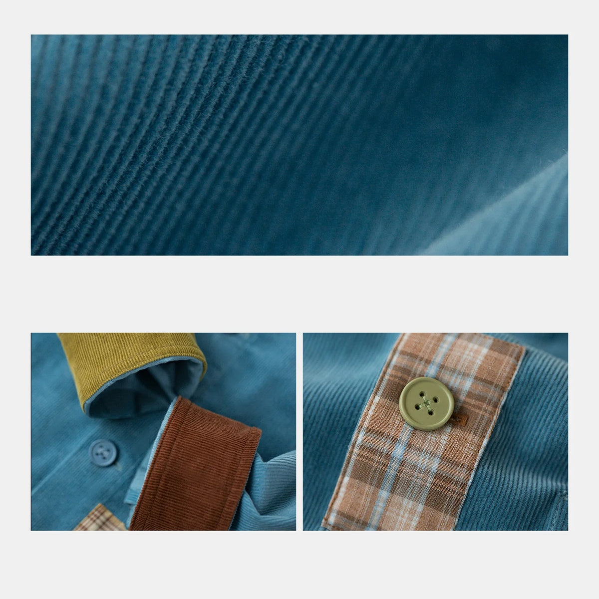 Contrast-Panel Corduroy Shirt Jacket