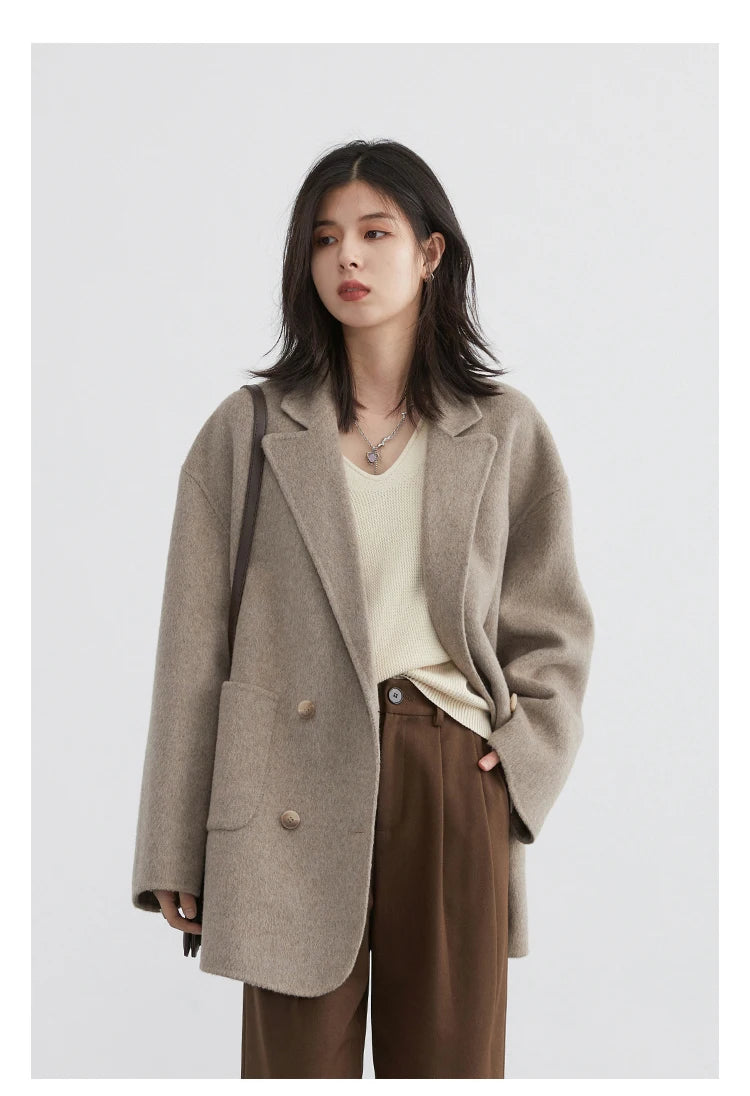 Woolen Loose Double Breasted Jacket